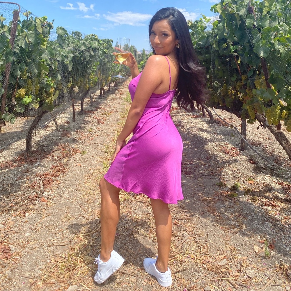 Satin/ silky purple dress